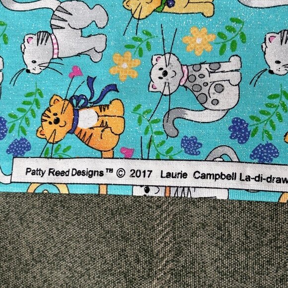Fabric Cat Print by Laurie Campbell/Patty Reed 2017 La Di Draw 1+ Yard Glitter - Picture 5 of 11